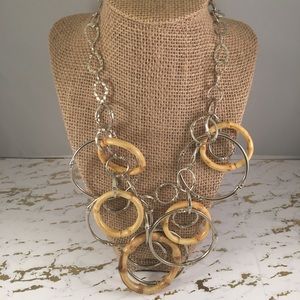 Wooden + Silver Statement Necklace